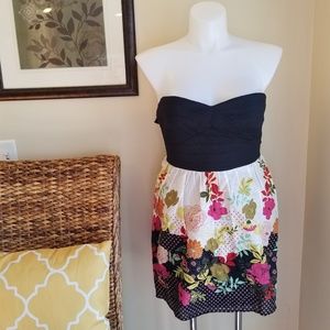 Trixxi Strapless Floral Dress - Black